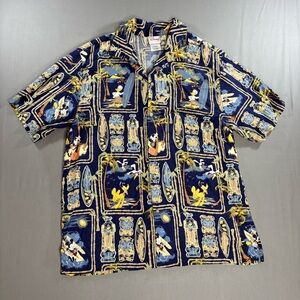 Dinsey Shirt Men’s Large Tiki Hawaii Tropical Mickey Aulani Hawaiian Polynesian